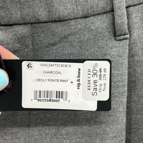 Rag & Bone Women's Cecily Ponte Pant Barrel Leg - Charcoal - 4 - NWT - Picture 5 of 11